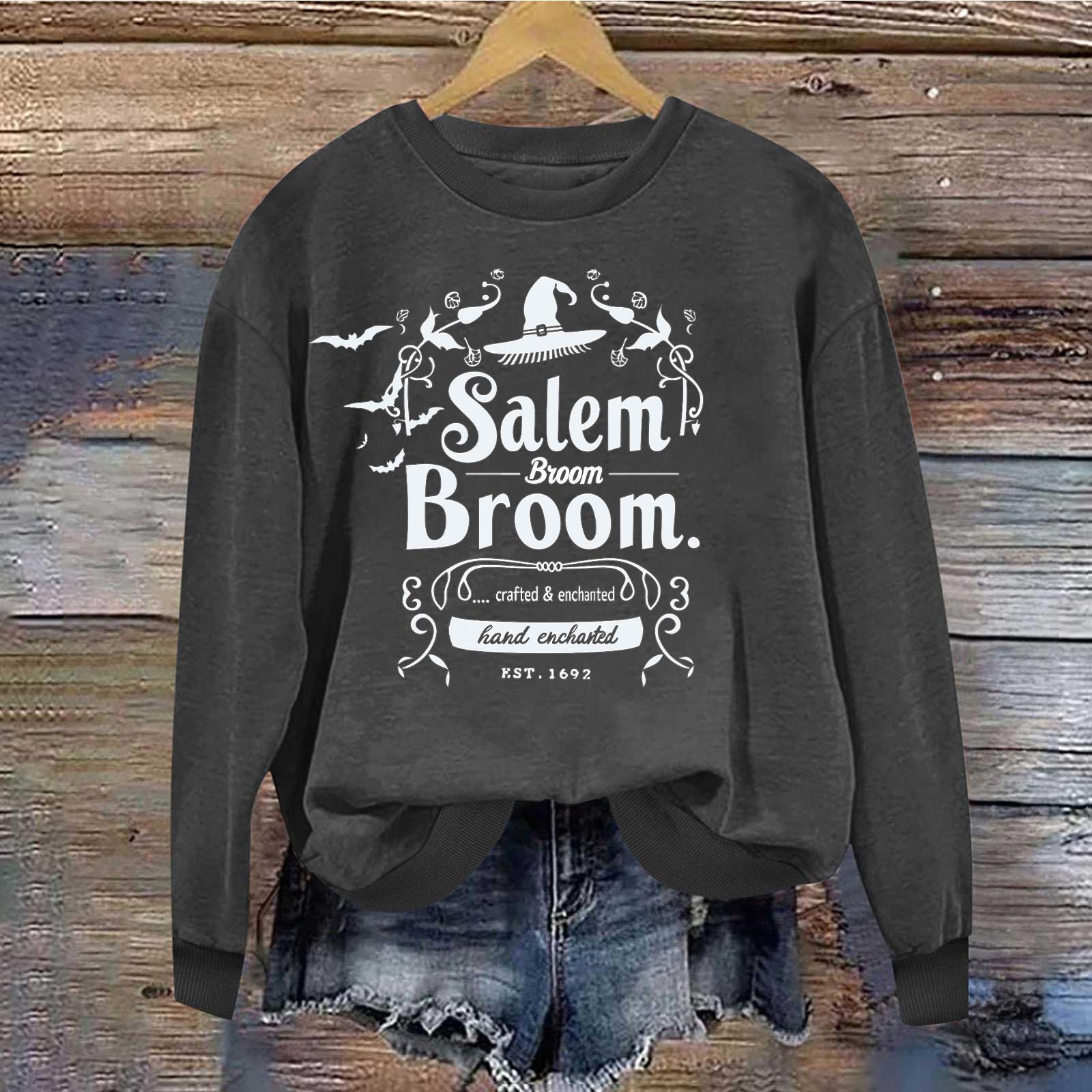 Halloween Squad Sweatshirt Womens Hocus Pocus Long Sleeve Shirts Sanderson Sisters Pullover Tops Blouse